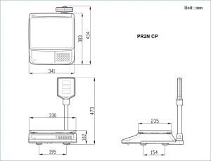 Waga CAS PR2N CP - wymiary