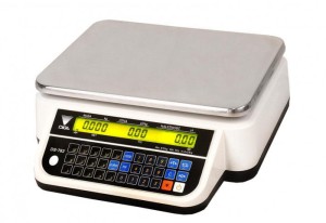 Waga DIGI DS-788BR - wersja płaska bez wysięgnika. Wyświetlacz sprzedawcy umieszczone w podstawie wagi, wyświetlacz klienta z tyłu wagi