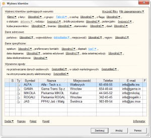 Zaawansowany filtr kontrahentów