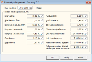 Parametry ubezpieczeń i funduszy ZUS