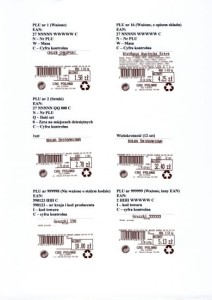 Przykłady etykiet wagowych