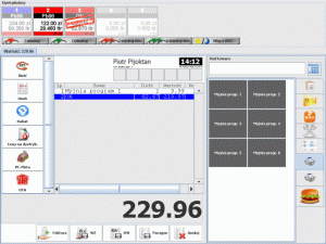 Okno sprzedaży w systemie PC-Petrol.
W górej części informacja o dystrybutorach paliw